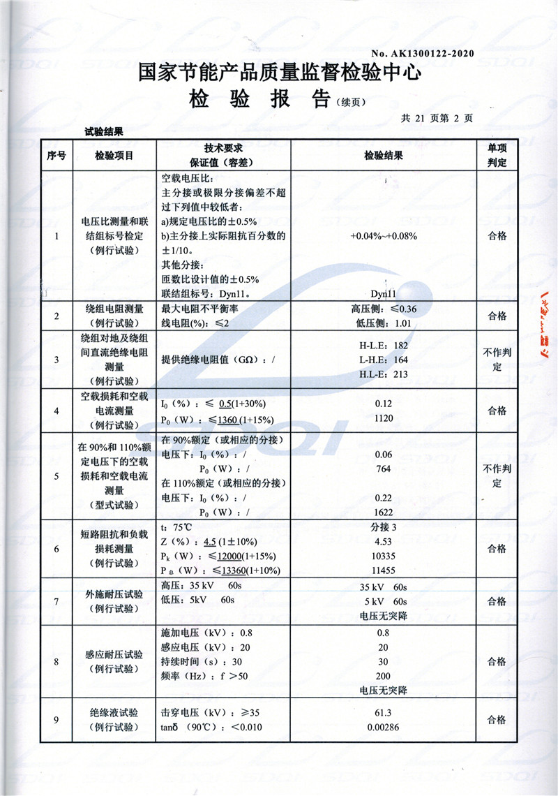 高低压试验报告-S11-1250白山白山白山油浸式变压器-2.jpg
